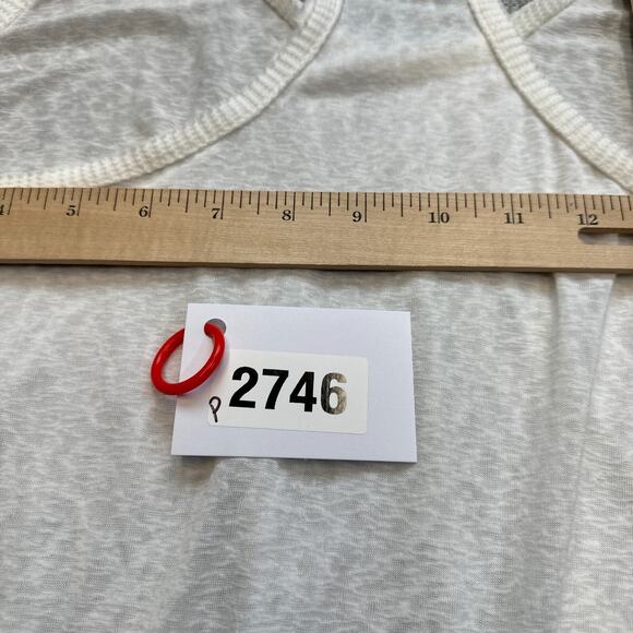 POL Cami Tank Top Shirt‎ Womens Large White Raw Hems Racerback Y23k Whimsy - Picture 7 of 8